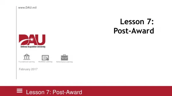 Lesson 7: Post-Award