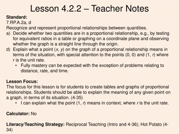 Lesson 4.2.2 – Teacher Notes