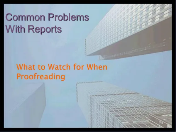 Common Problems With Reports