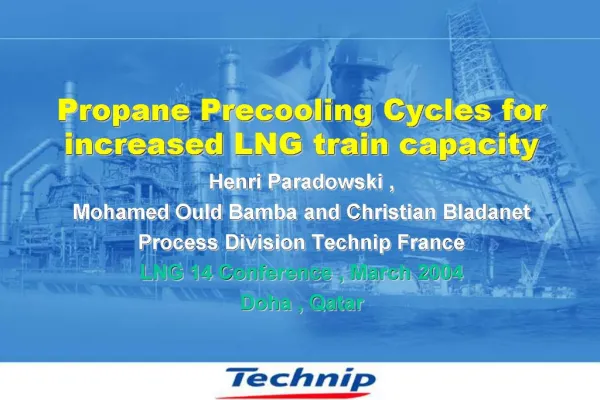 Propane Precooling Cycles for increased LNG train capacity