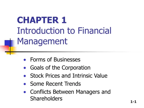 chapter 1 introduction to financial management