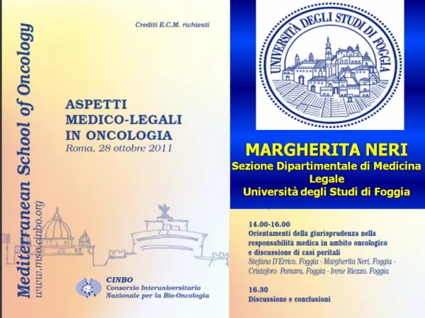 MARGHERITA NERI Sezione Dipartimentale di Medicina Legale Universit degli Studi di Foggia