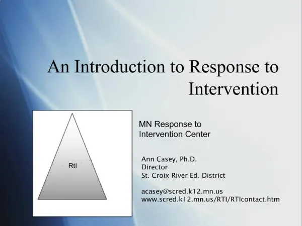 An Introduction to Response to Intervention