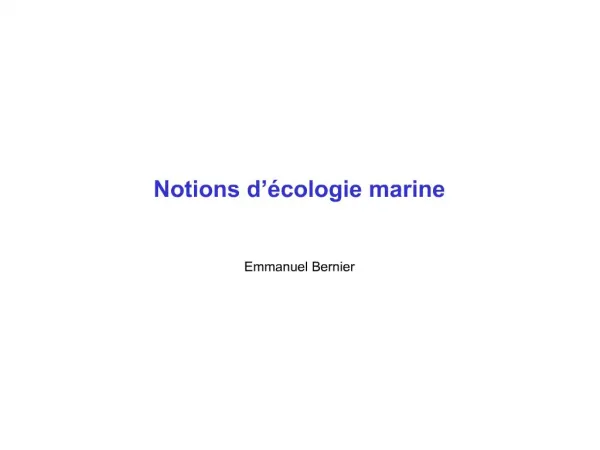 Notions d cologie marine
