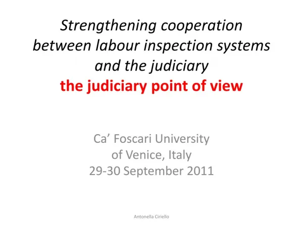 Ca’ Foscari University of Venice , Italy 29-30 September 2011