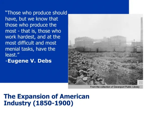 The Expansion of American Industry 1850-1900