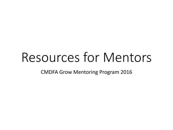 Resources for Mentors