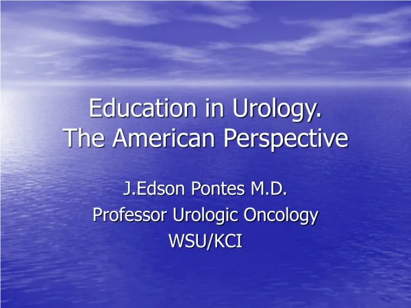 Education in Urology. The American Perspective