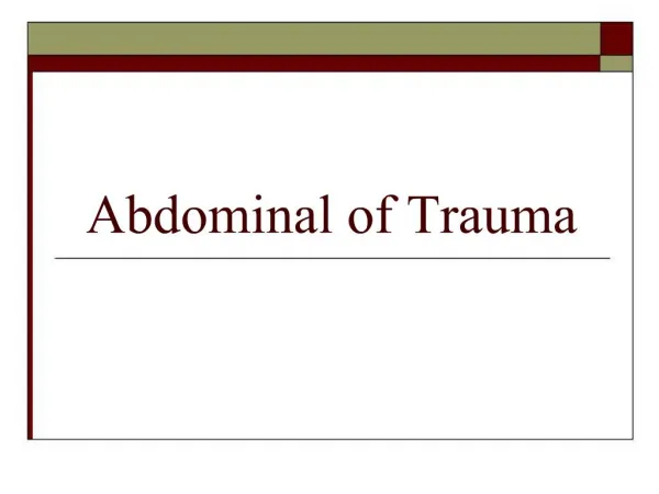 Abdominal of Trauma