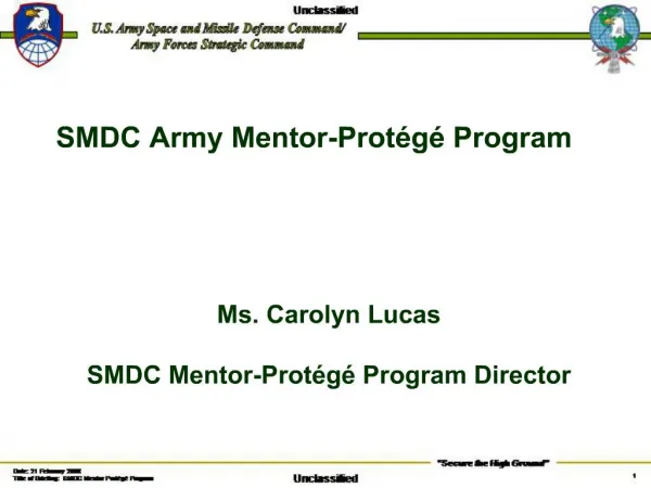 SMDC Army Mentor-Prot g Program