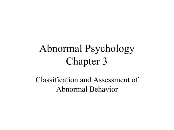 Abnormal Psychology Chapter 3