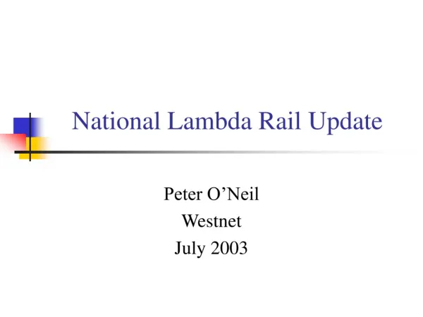 National Lambda Rail Update