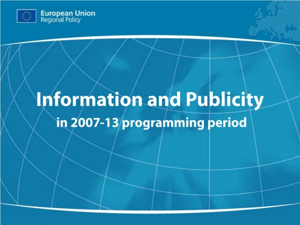 Information and Publicity in 2007-13 programming period