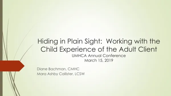 Hiding in Plain Sight: Working with the Child Experience of the Adult Client