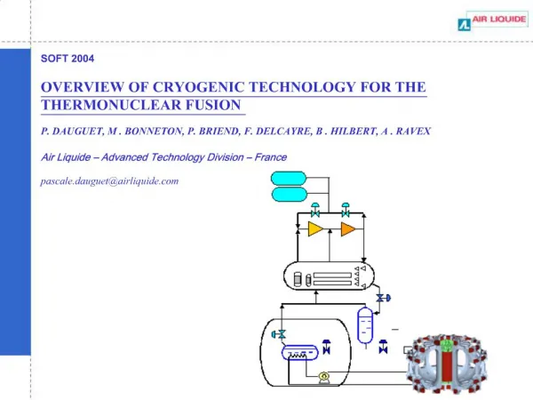 SOFT 2004 OVERVIEW OF CRYOGENIC TECHNOLOGY FOR THE THERMONUCLEAR FUSION P. DAUGUET, M . BONNETON, P. BRIEND, F. DELCAY