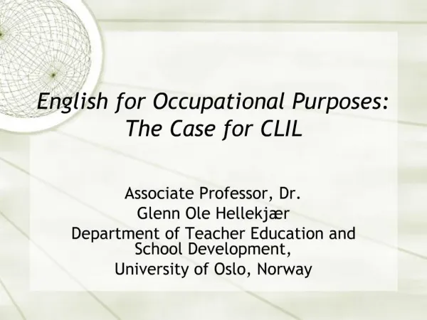 English for Occupational Purposes: The Case for CLIL