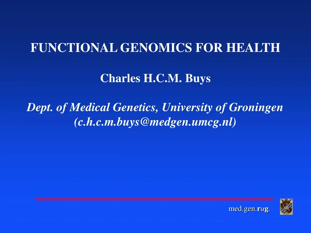 functional genomics for health charles h c m buys