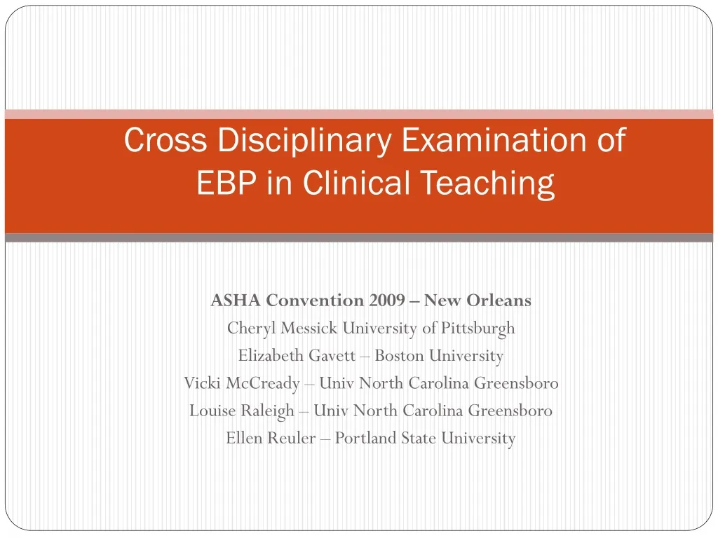 cross disciplinary examination of ebp in clinical teaching