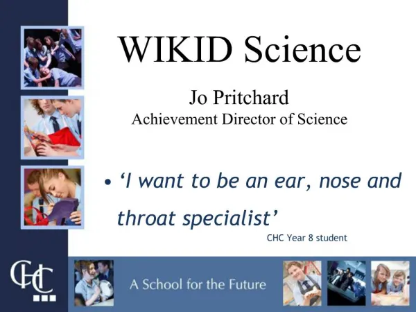WIKID Science Jo Pritchard Achievement Director of Science
