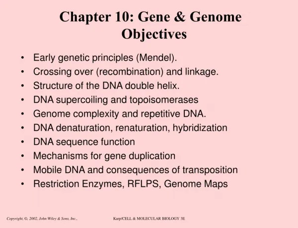 Chapter 10: Gene &amp; Genome Objectives