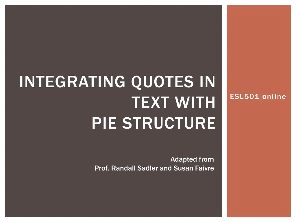 integrating quotes in text with pie structure
