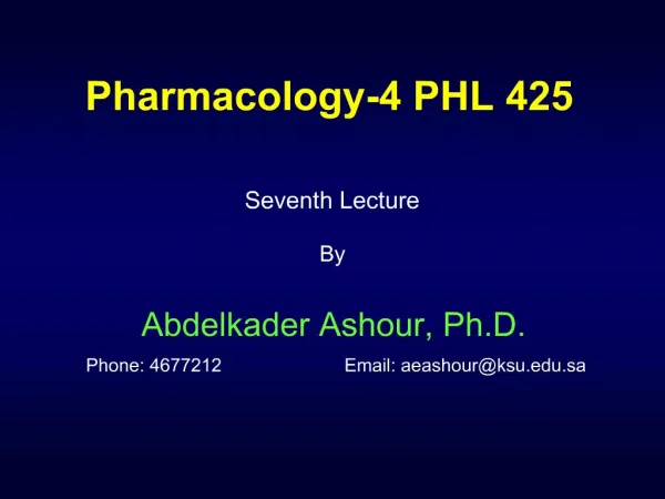 Pharmacology-4 PHL 425