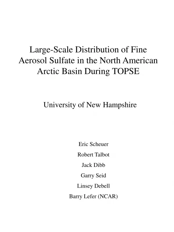 Large-Scale Distribution of Fine Aerosol Sulfate in the North American Arctic Basin During TOPSE