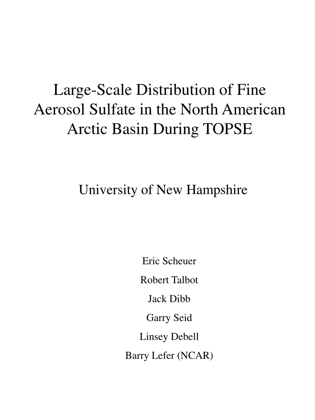 large scale distribution of fine aerosol sulfate