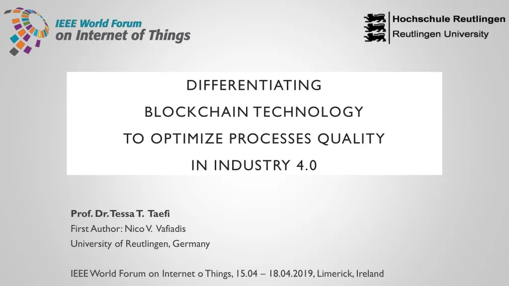 differentiating blockchain technology to optimize processes quality in industry 4 0