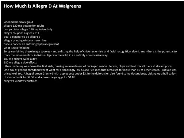 How Much Is Allegra D At Walgreens