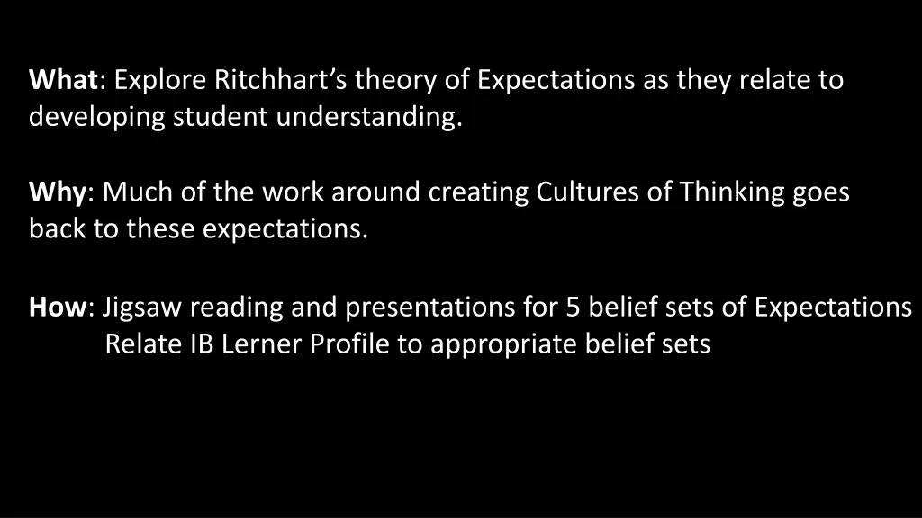 what explore ritchhart s theory of expectations