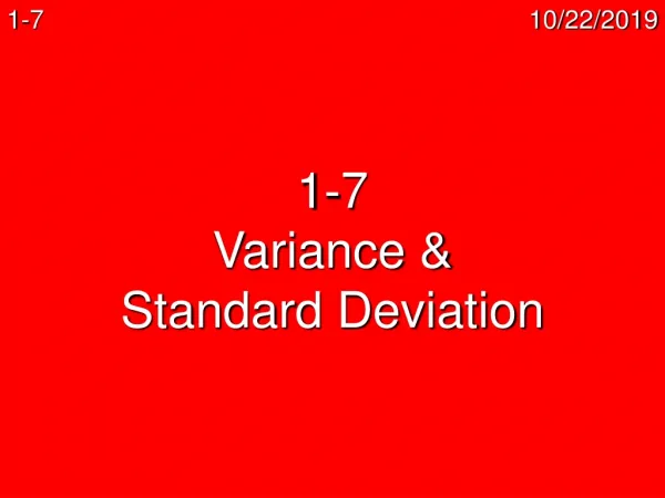 1-7 Variance &amp; Standard Deviation