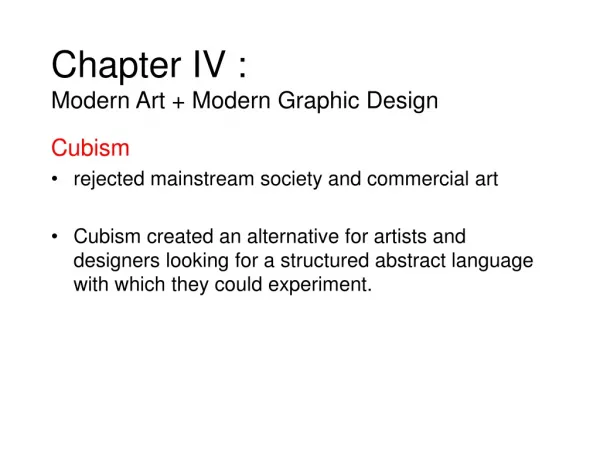 Chapter IV : Modern Art + Modern Graphic Design