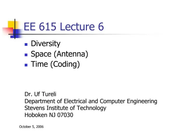 EE 615 Lecture 6