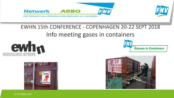 EWHN 15th CONFERENCE - COPENHAGEN 20-22 SEPT 2018 Info meeting gases in containers