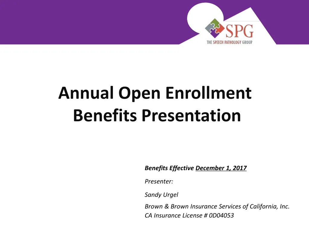 annual open enrollment benefits presentation