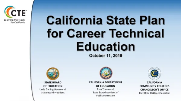 California State Plan for Career Technical Education October 11, 2019