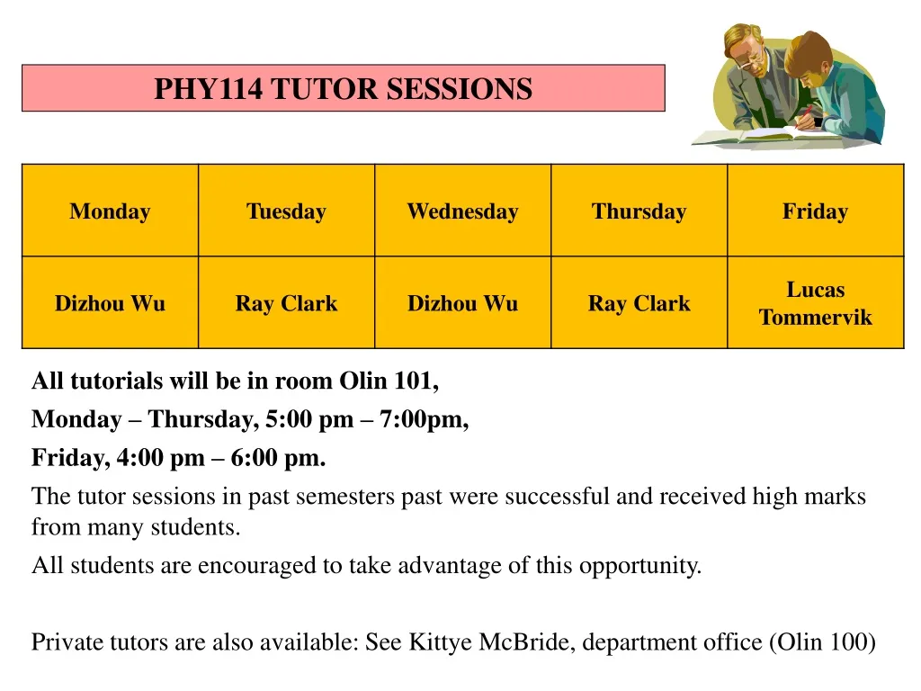 phy114 tutor sessions