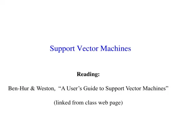 Support Vector Machines
