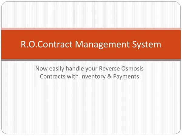 RO Contract Management System