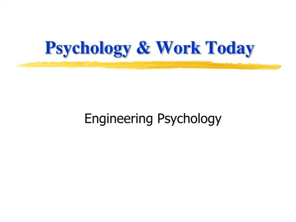 Psychology &amp; Work Today