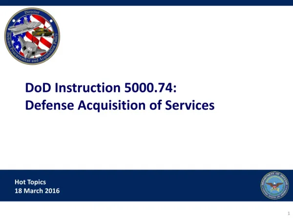 DoD Instruction 5000.74: Defense Acquisition of Services