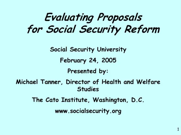 Evaluating Proposals for Social Security Reform