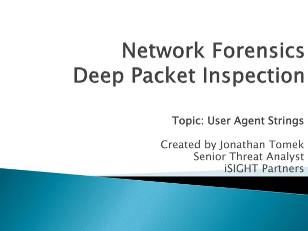 Network Forensics Deep Packet Inspection