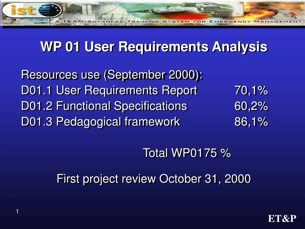 wp 01 user requirements analysis resources