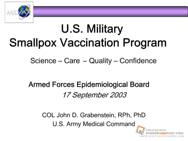 U.S. Military Smallpox Vaccination ProgramScience