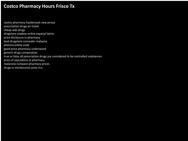 Costco Pharmacy Hours Frisco Tx