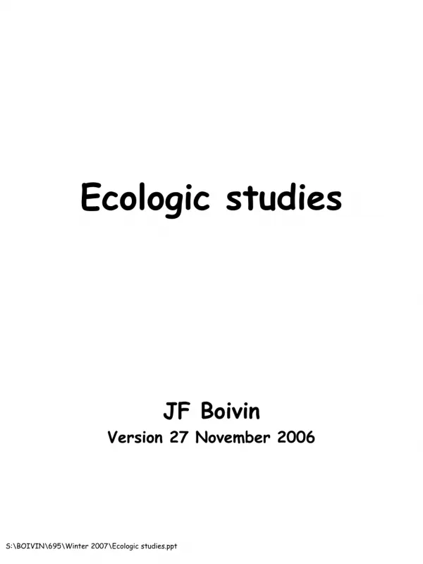 Ecologic studies