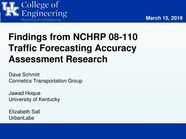Findings from NCHRP 08-110 Traffic Forecasting Accuracy Assessment Research