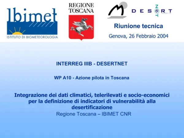 INTERREG IIIB - DESERTNET